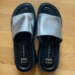 Never worn MIISTA silver mules. Never worn. Size 38. Super comfortable!